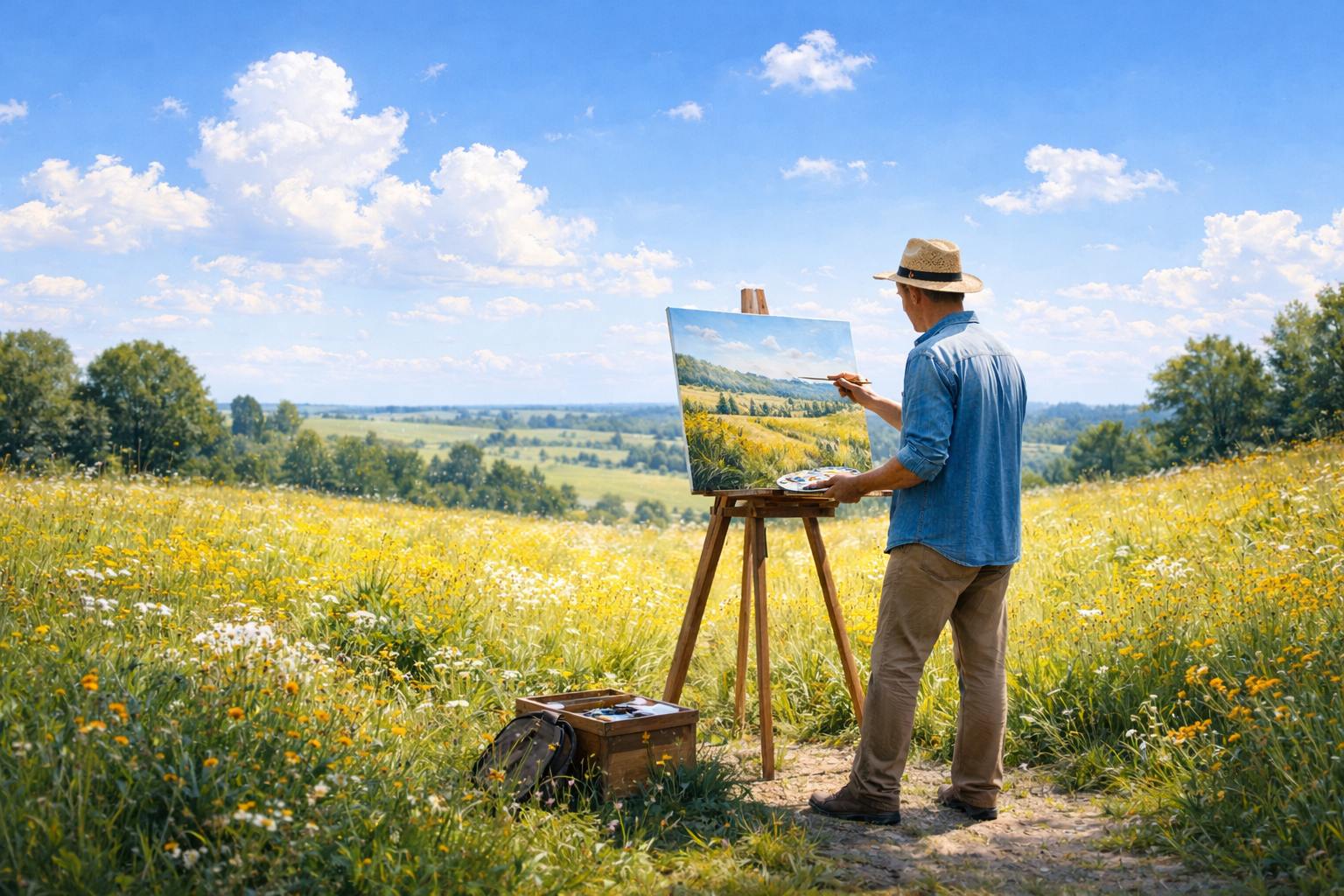 painting in field